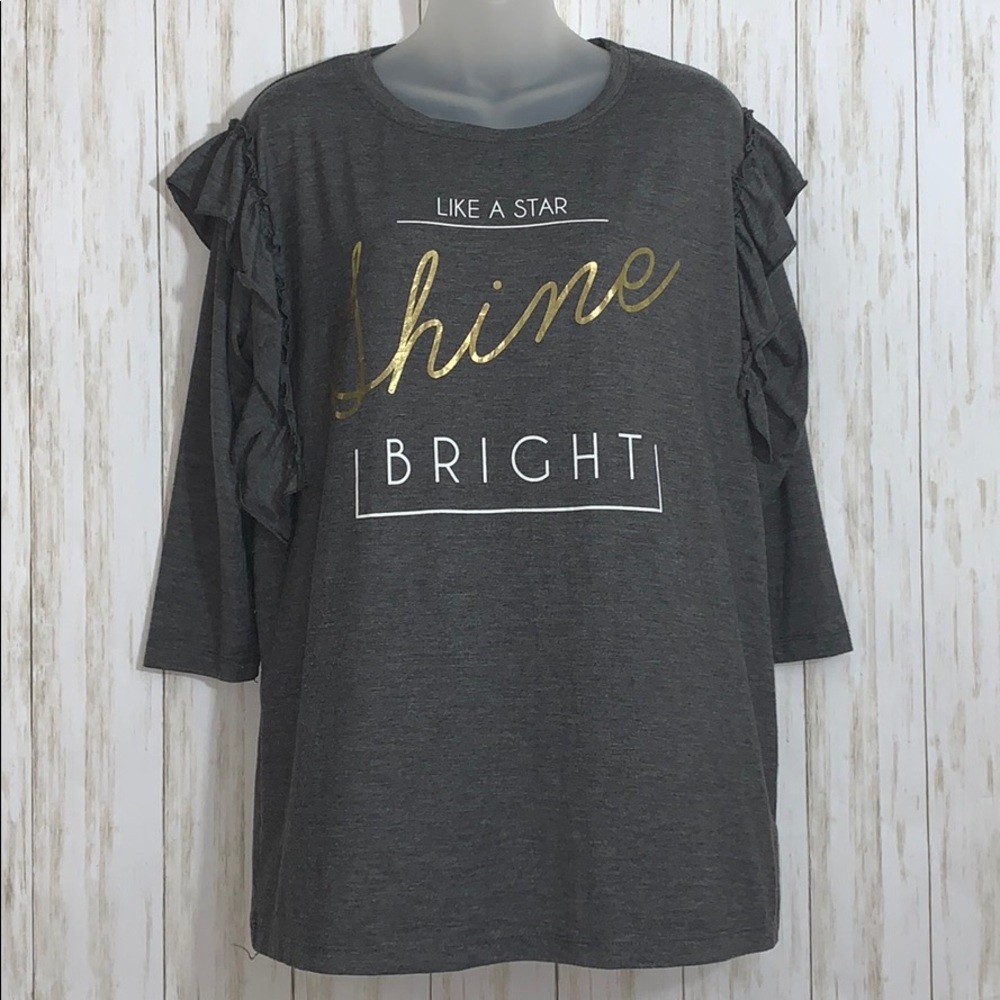 Size12 Ashley Stewart Ruffle Sleeve Graphic Tshirt